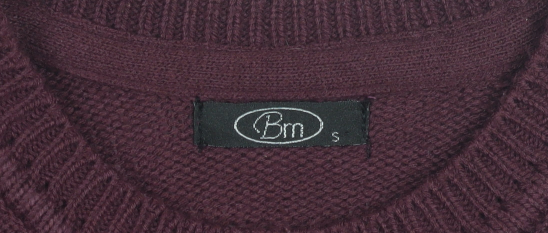 Bm Women's Purple Cable-Knit Jumper, Size S, Crew Neck