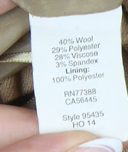 Brand and care label for J.Crew Women's Beige Wool A-Line Skirt, size 4