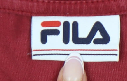 FILA Women's XS Colourblock T-Shirt, Red/White/Pink