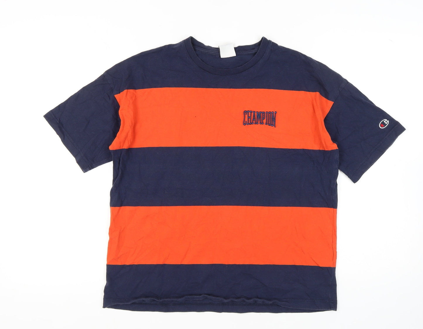 Champion Men's Blue Striped Cotton T-Shirt Size S