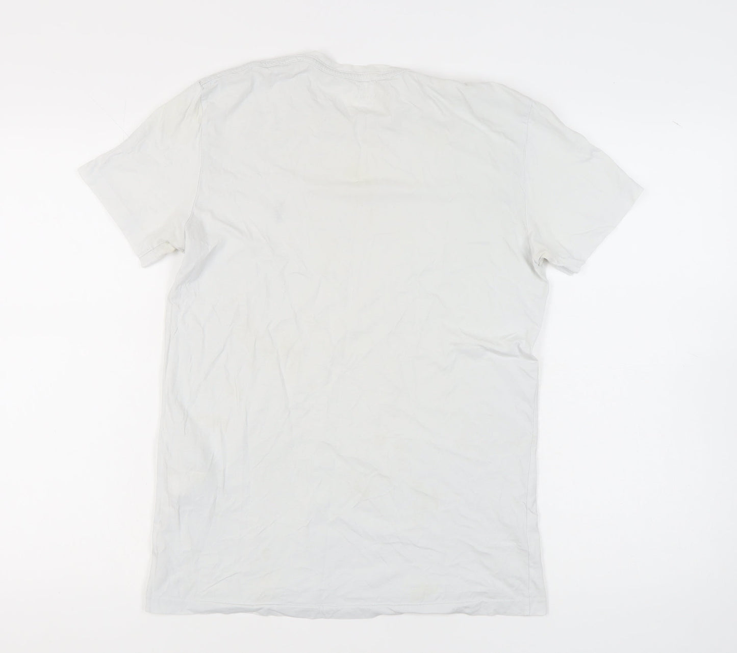 AllSaints Men's White T-Shirt, Size S, Crew Neck, Cotton