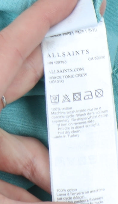 AllSaints Men's Small Green Crew Neck Cotton T-Shirt