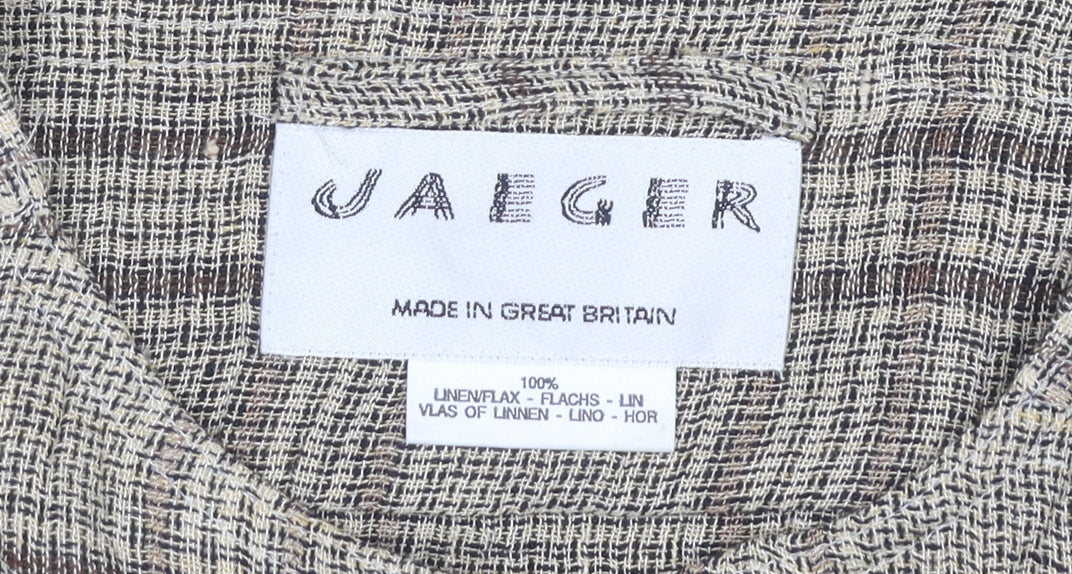 Jaeger Women’s Beige Plaid 3/4 Sleeve Top S