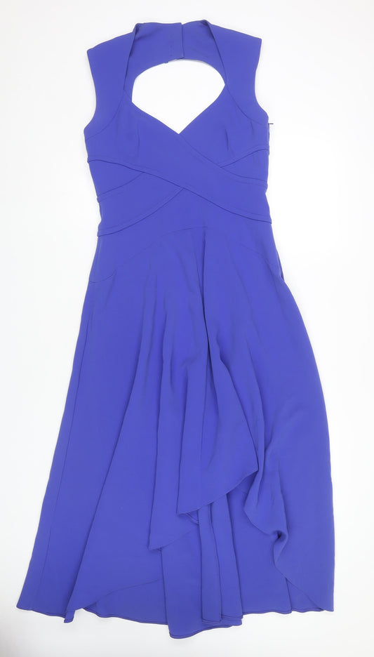 Karen Millen Women's Blue Midi A-Line Cocktail Dress