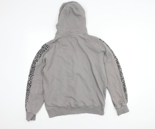 Fluid Women's Grey Animal Print Hooded Jacket, Size 16