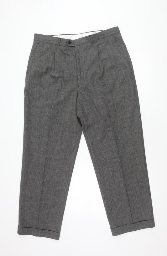 Jaeger Grey Wool Unisex Trousers Size 24