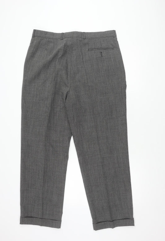Jaeger Grey Wool Unisex Trousers Size 24