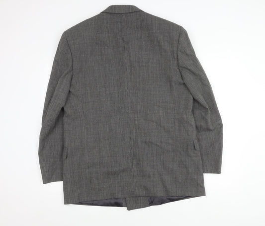 Jaeger Men's Grey Check Blazer, Size 54R Formal Style