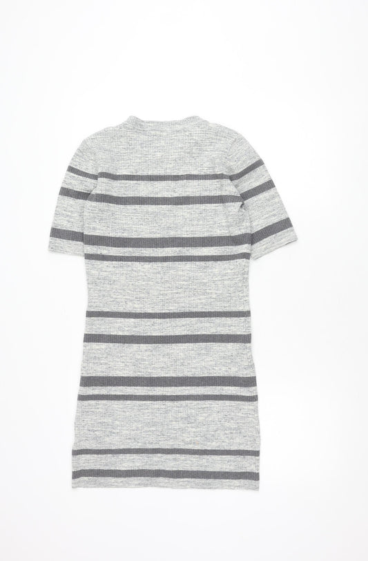 GANT Women's Grey Striped Dress, Size S, Short Sleeve