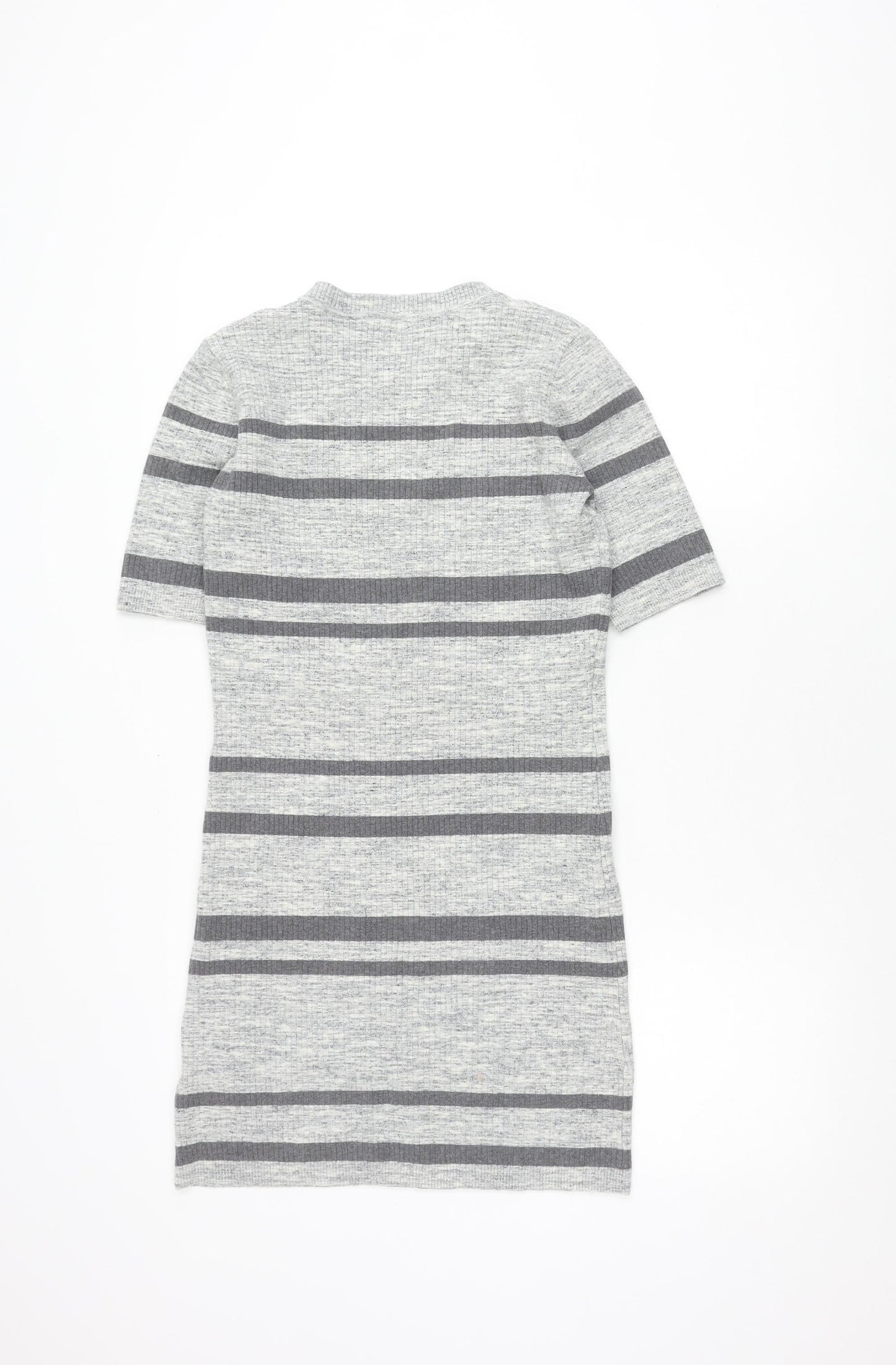 GANT Women's Grey Striped Dress, Size S, Short Sleeve