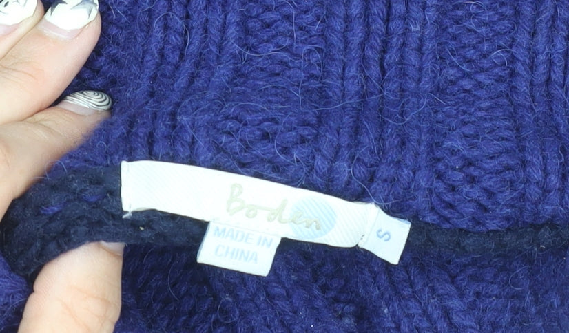 Boden Women’s Blue Cable-Knit Wool Pullover Jumper, S