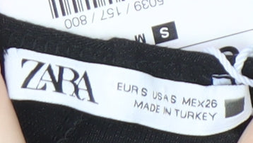 Brand and care label for Zara Women's Black Long Floral Halter Dress, size S