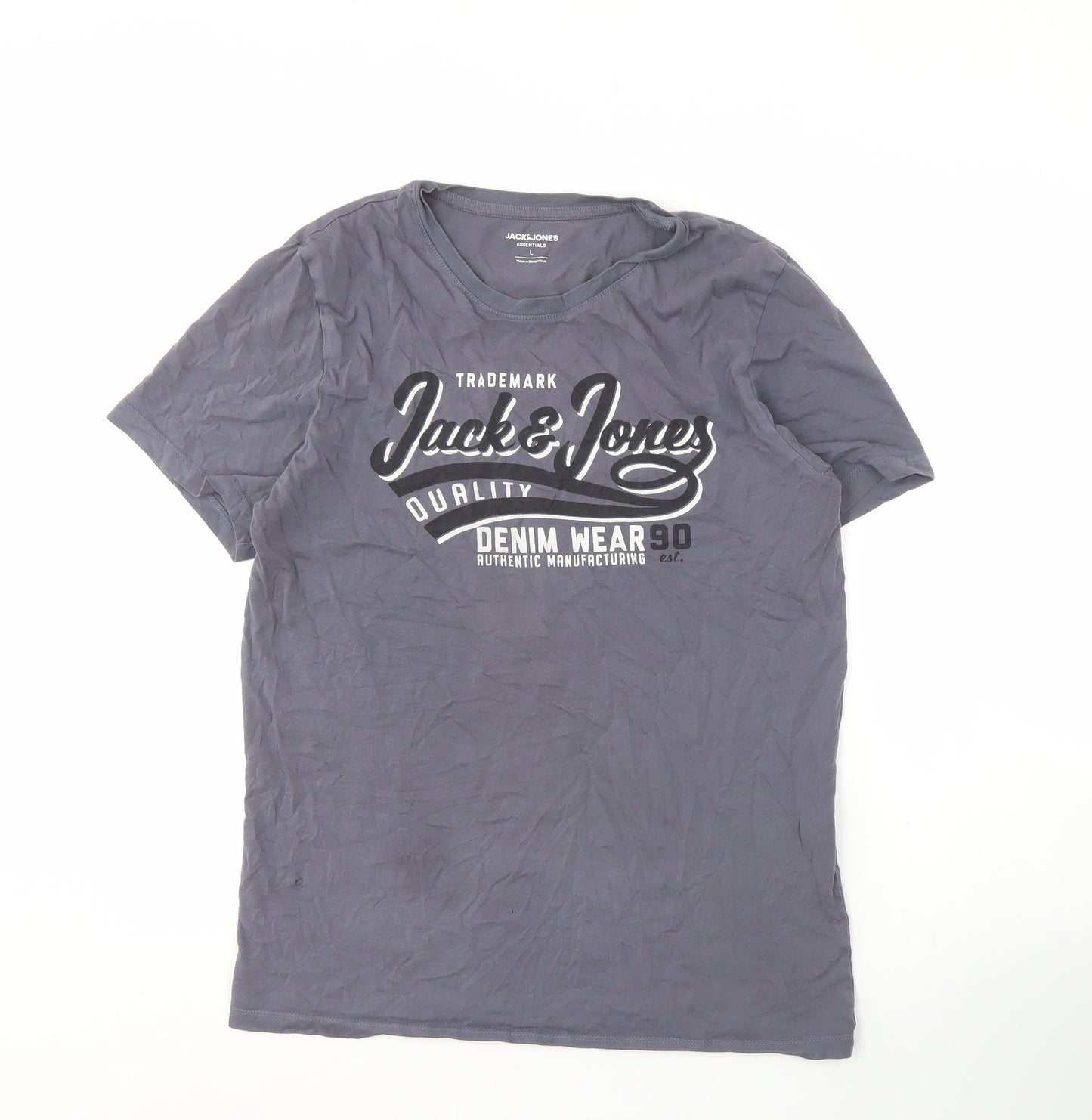 Jack & Jones Men's Grey Graphic T-Shirt, Size L