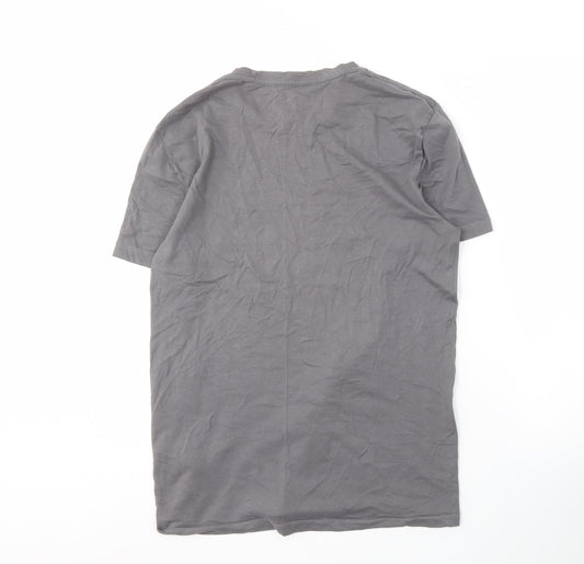 AllSaints Men's Grey Cotton T-Shirt, Size S, Crew Neck