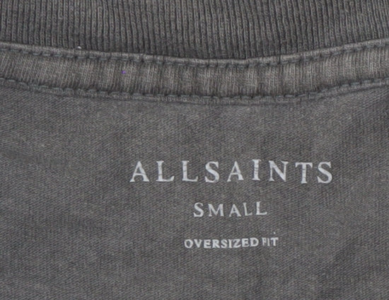 AllSaints Men's Black Oversized Fit T-Shirt, S, Cotton
