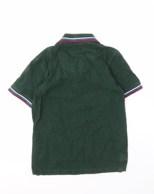 Rhino Rugby Boys Green Polo Shirt 9-10 Years Cotton Logo