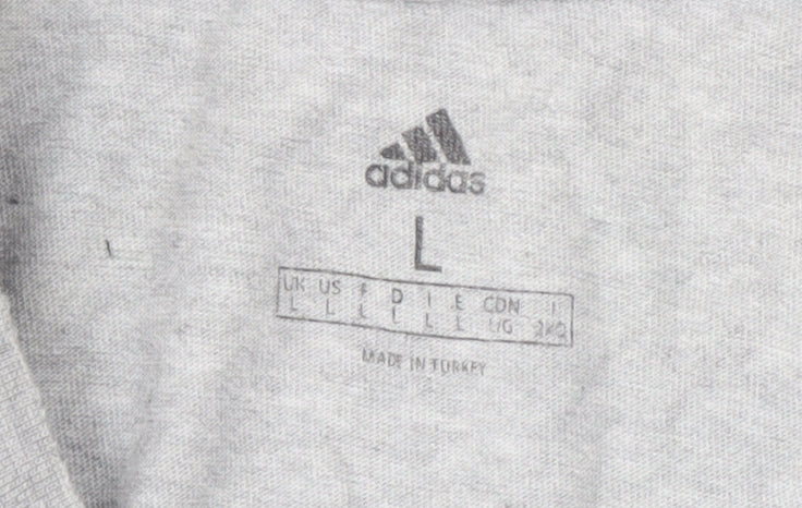 Adidas Men's Grey Logo Sports T-Shirt, Size L, All Seasons