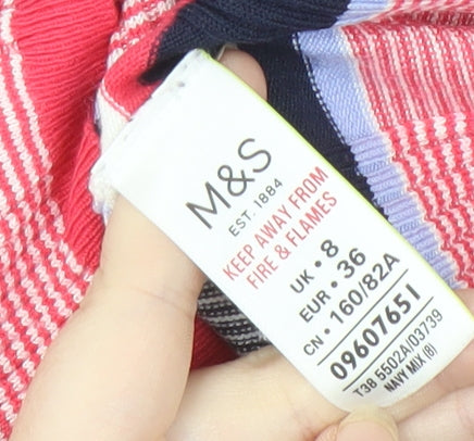 Brand and care label for Marks & Spencer Women's Multicoloured Striped Top, size 8