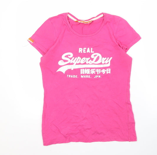 Superdry Women's Pink T-Shirt, Size M, Short Sleeve Casual