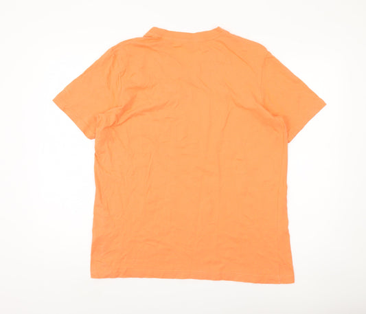 Cotton Traders Men's Orange V-Neck T-Shirt, M, Short Sleeve