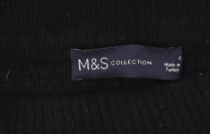 M&S Women's Black Beaded Argyle Jumper, Size S