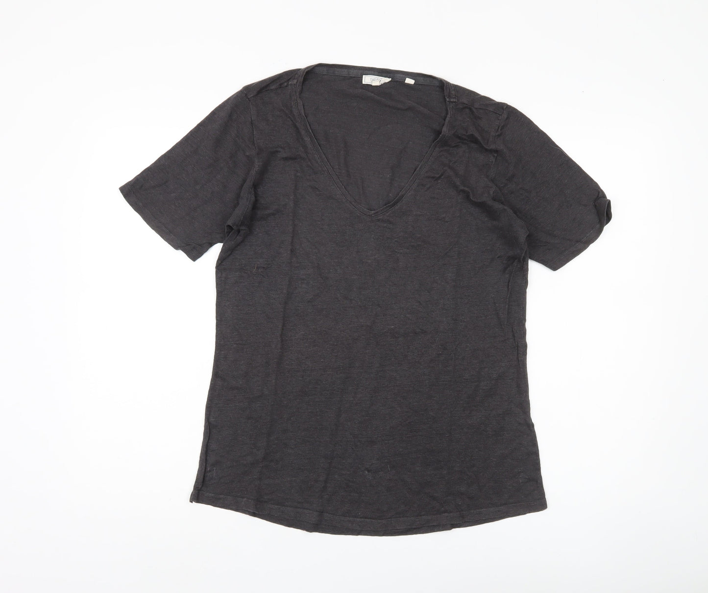 Fat Face Women's Black T-Shirt UK 14 V-Neck