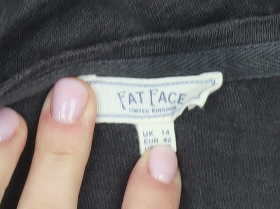 Fat Face Women's Black T-Shirt UK 14 V-Neck
