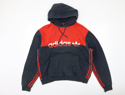 Adidas Men's Red Blue Pullover Hoodie M Logo Sportswear