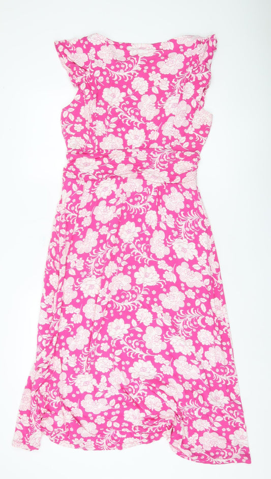 Boden Women's Pink Floral A-Line Dress Size 14