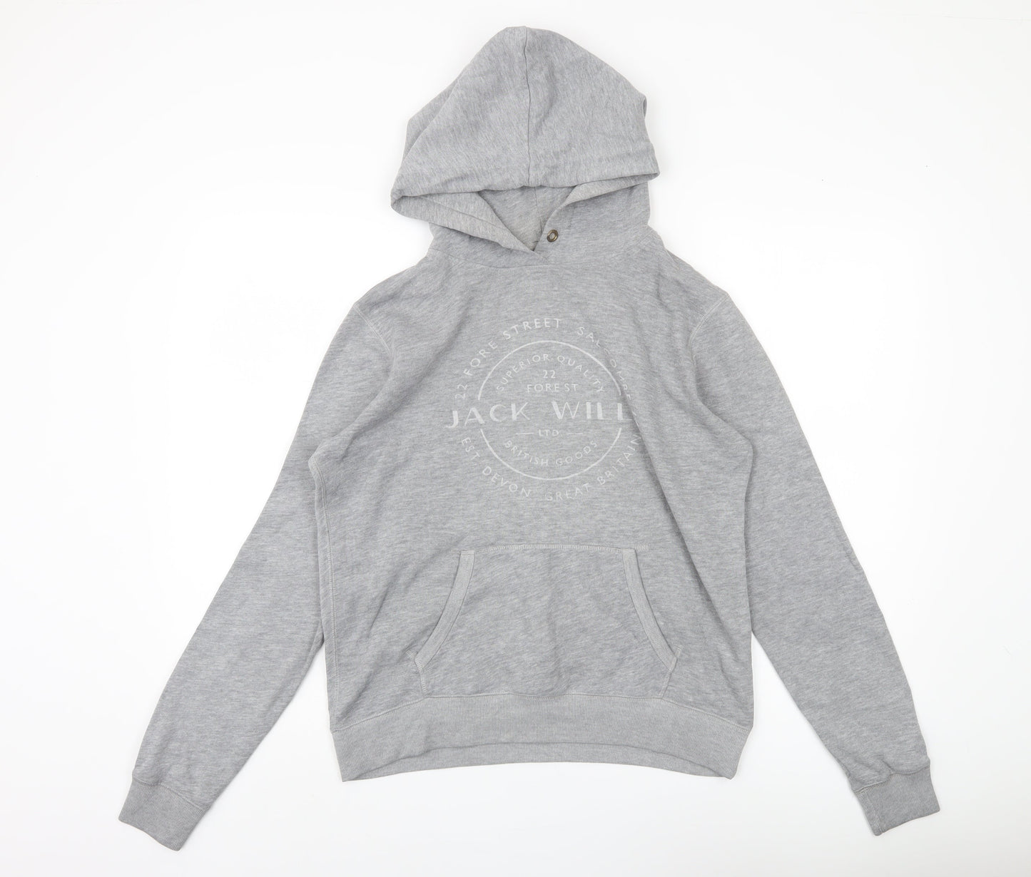 Jack Wills Women's Grey Hoodie UK 12 Logo Casual