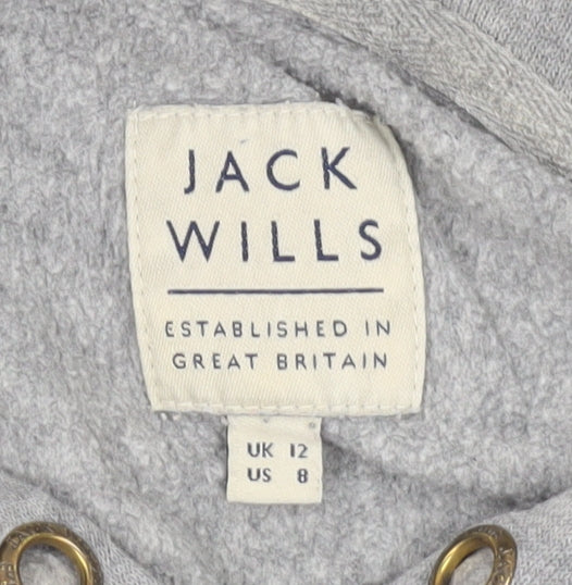 Jack Wills Women's Grey Hoodie UK 12 Logo Casual