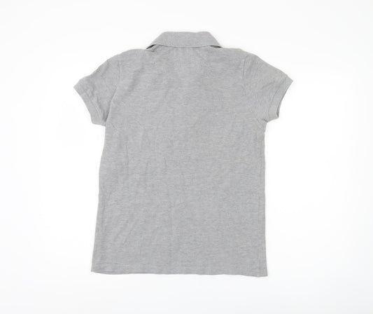 AllSaints Women's Grey Polo Shirt, Small, Graphic Design