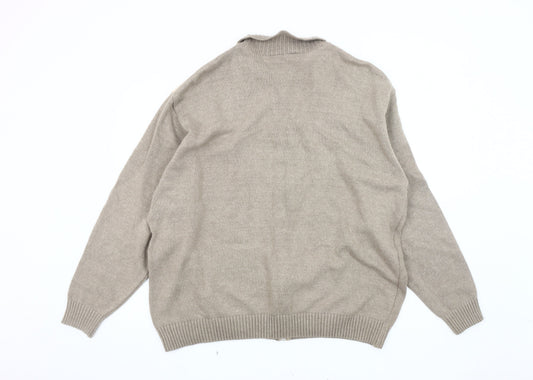 Tootal Men’s Beige Knit Jacket 2XL Full Zip Casual