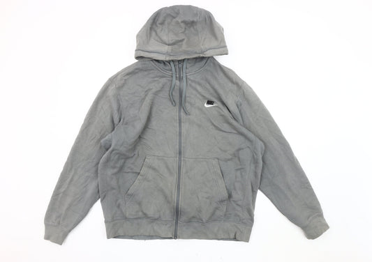 Nike Men's Grey Hooded Full Zip Jacket - L
