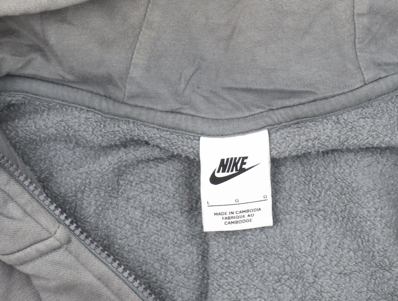 Nike Men's Grey Hooded Full Zip Jacket - L
