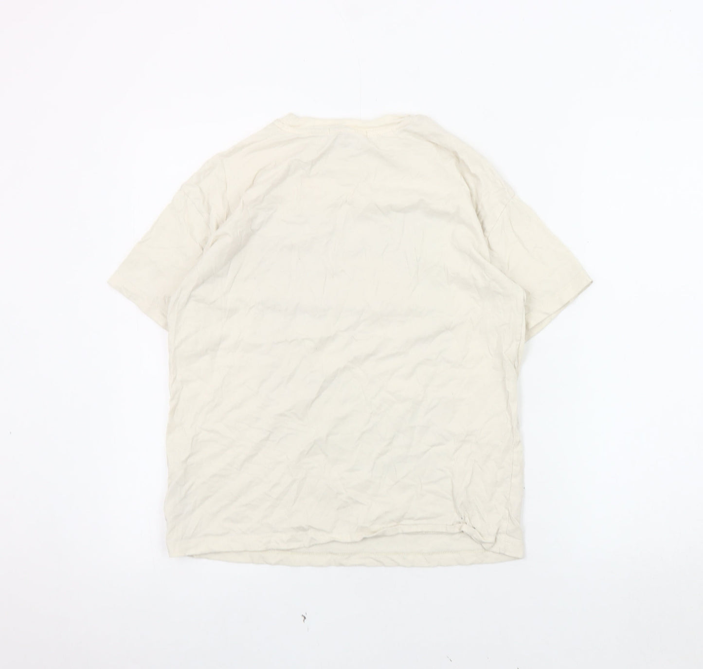 Pull & Bear Unisex Beige Art T-Shirt, Size S, Casual