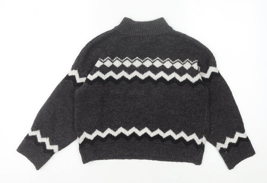 Marks and Spencer Girls Black High Neck Pullover Jumper, 9-10 Years