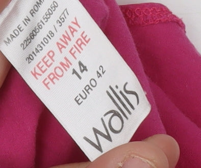 Wallis Women's Pink Cotton Button-Up Shirt Size 14
