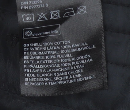 Brand and care label for H&M girls’ black button-up long sleeve shirt, size 10