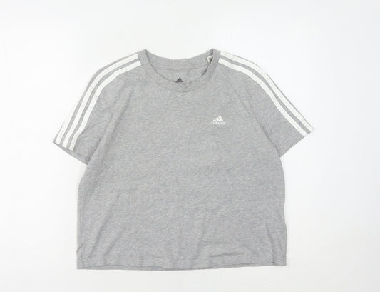 Womens UK Size S adidas Grey 100% Cotton T-Shirt