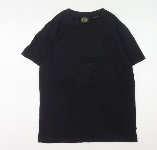 Mens UK Size S Superdry Black Cotton T-Shirt