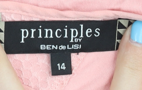 Brand and care label for Principles Women's Pink Round Neck T-Shirt, size 14