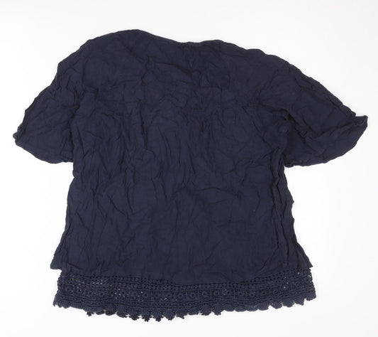 Fat Face Women's Blue Lace Accent Blouse Size 12