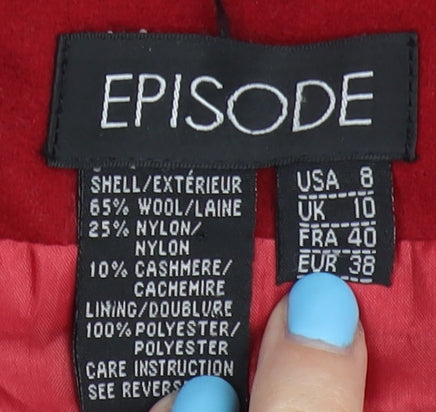 Brand and care label for Episode Women's Red Sleeveless Dress, size 10