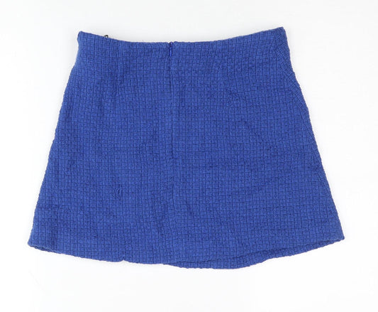 Zara Women's Blue Short Buttoned Skirt Size 12