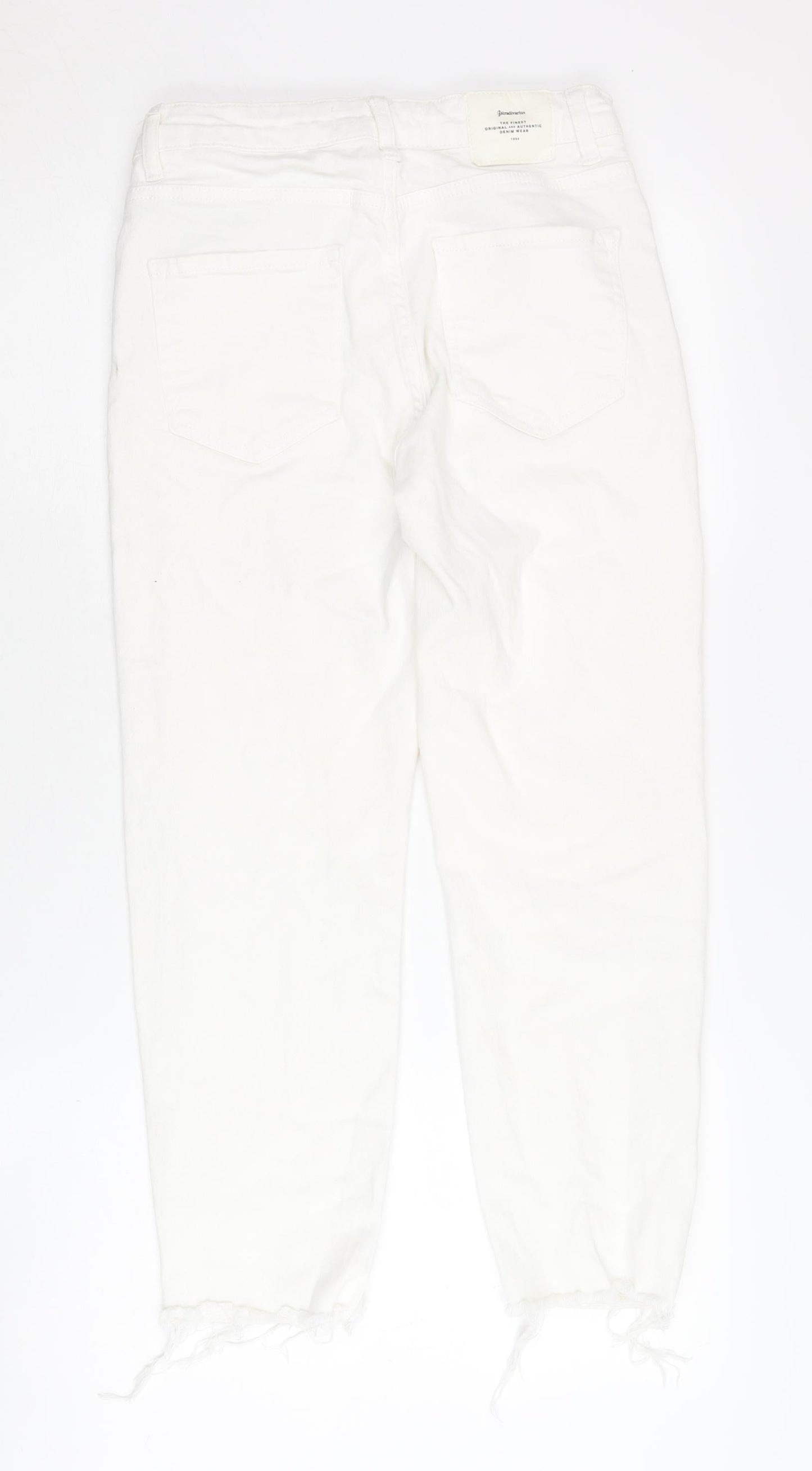 Stradivarius Women’s White Mom Jeans, Size 10, Light Wash