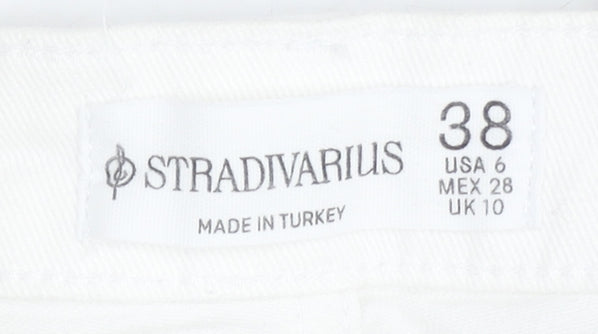 Stradivarius Women’s White Mom Jeans, Size 10, Light Wash