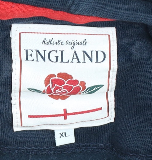 England Men's Navy XL Hoodie - Rose Logo & Stripe Accents