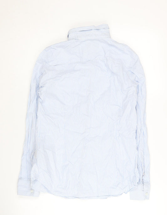 Crew Clothing Women's Blue Striped Button-Up Shirt Size 10