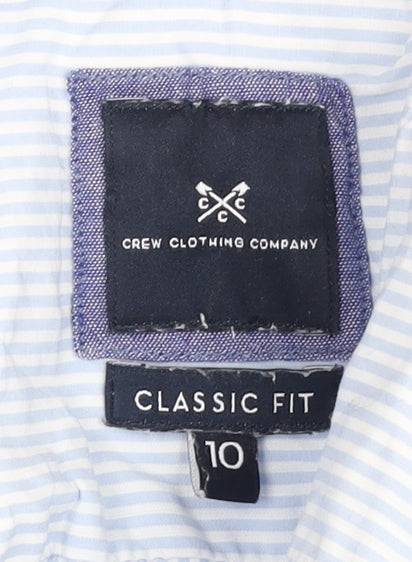 Crew Clothing Women's Blue Striped Button-Up Shirt Size 10
